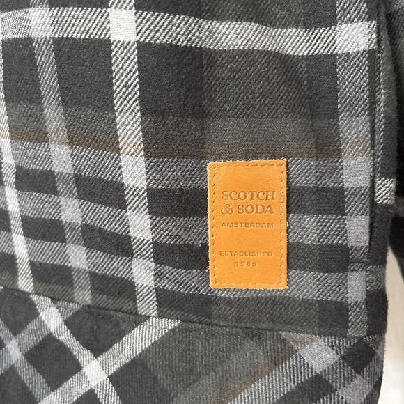 NWT Scotch & Soda Mens Medium Sherpa-Lined Plaid Jacket Double Chest Pocket - Picture 7 of 15